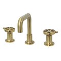 Kingston Brass KS142RXBB Widespread Bathroom Faucet with Push Pop-Up, Brushed Brass KS142RXBB